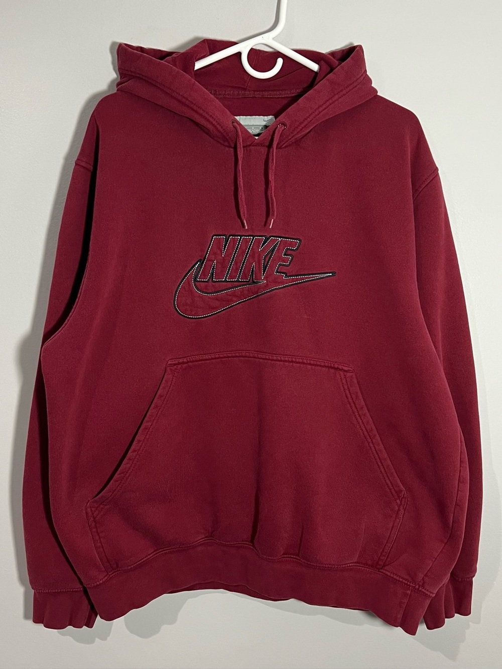 Vintage Y2K Nike Sliver Tag Burgundy Spell Out Sweatshirt Hoodie Mens Large